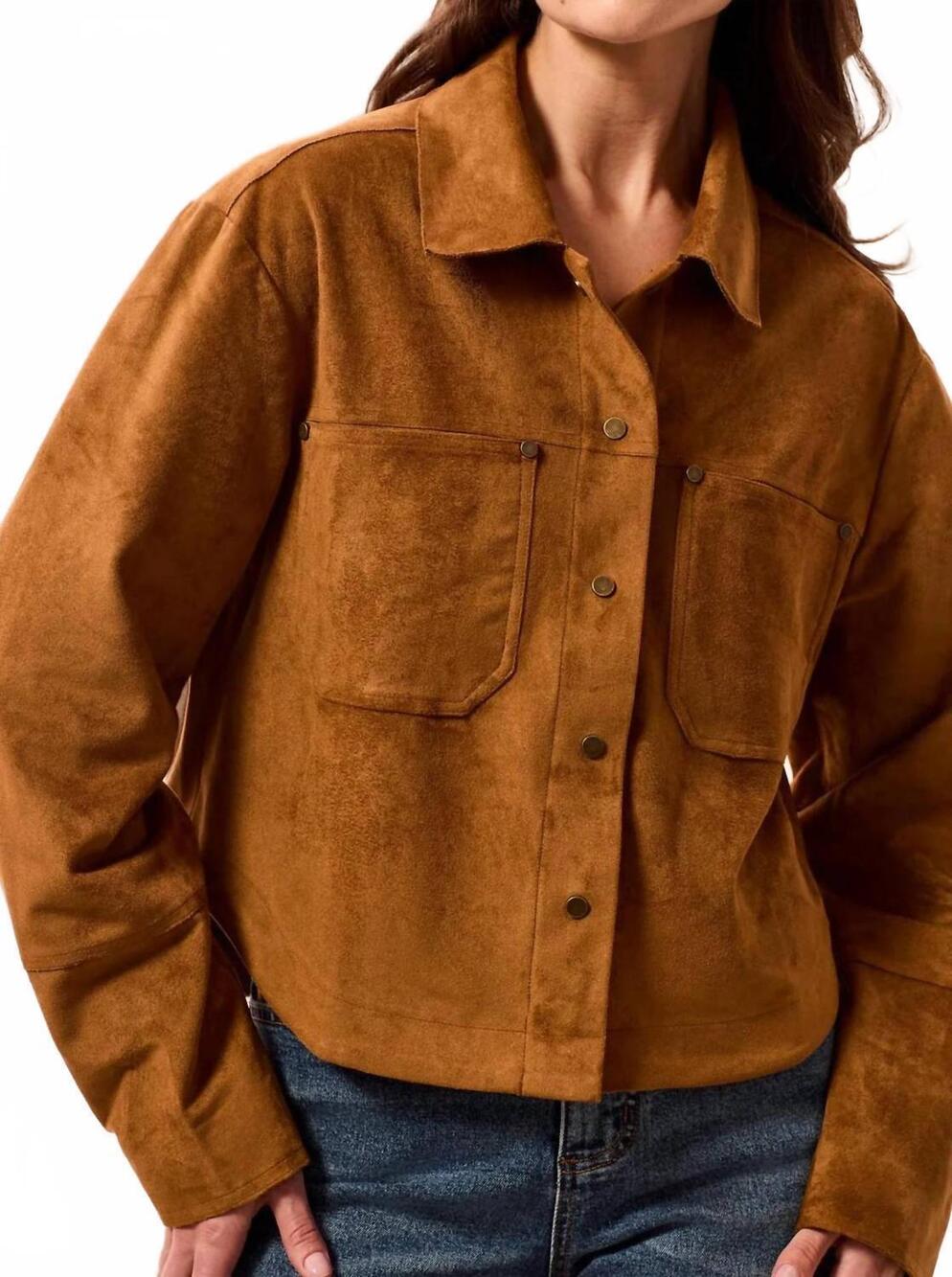 NEW TRIBAL women's flowy suede shacket in hazelwood